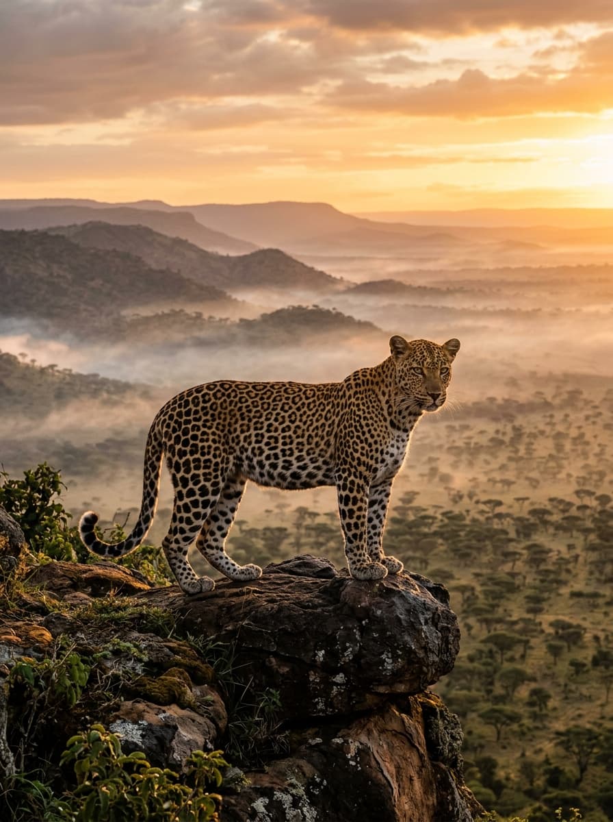 Leopard resting on tree limb